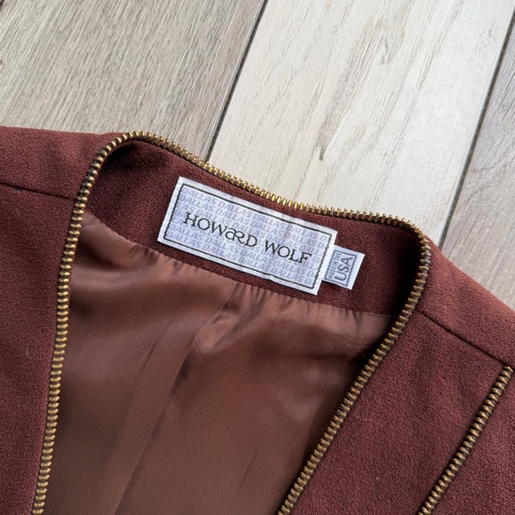 Vintage Howard Wolf Brown Fitted Zip Detail Vest - Picture 2 of 10